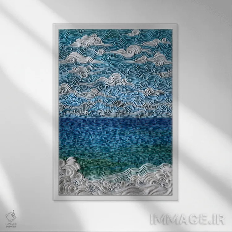 تابلو دکوراتیو دریای ایونی اثر آلیسا لاریوشکینا - نمای قابدار سفید