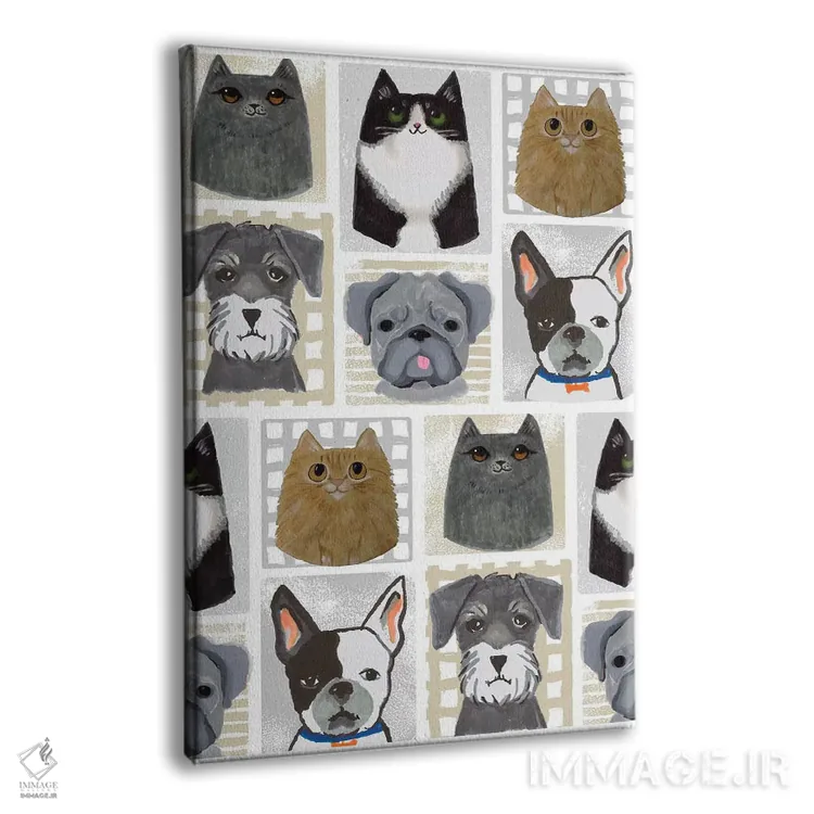 تابلو دکوراتیو گربه ها و سگ ها اثر لیندا برتل - نمای پرسپکتیو محصول