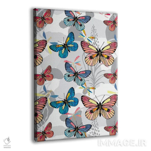 تابلو دکوراتیو پروانه های پاستلی اثر لیندا برتل - نمای پرسپکتیو محصول