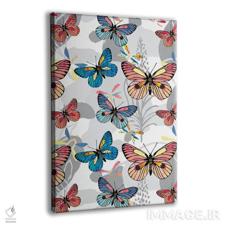 تابلو دکوراتیو پروانه های پاستلی اثر لیندا برتل - نمای پرسپکتیو محصول