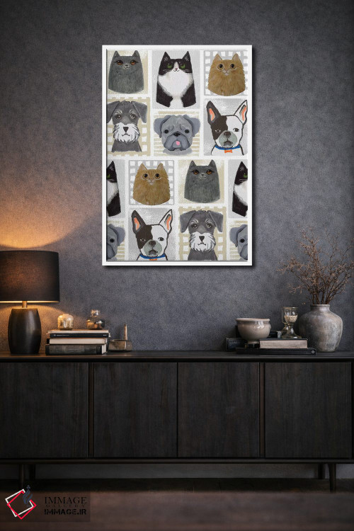 تابلو دکوراتیو گربه ها و سگ ها اثر لیندا برتل - D1W