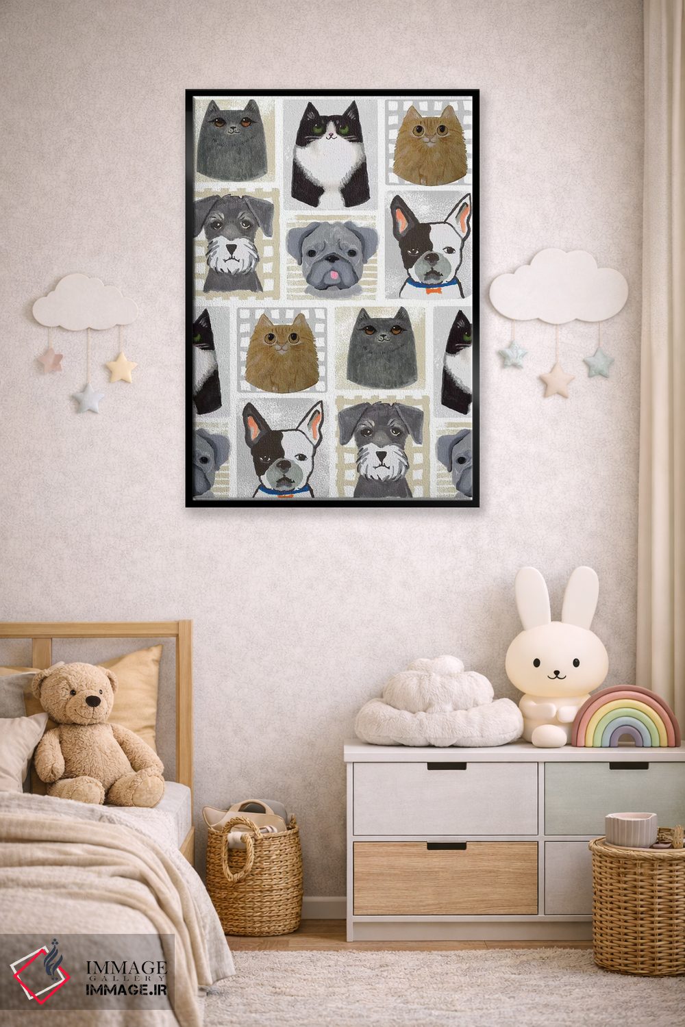 تابلو دکوراتیو گربه ها و سگ ها اثر لیندا برتل - D6B