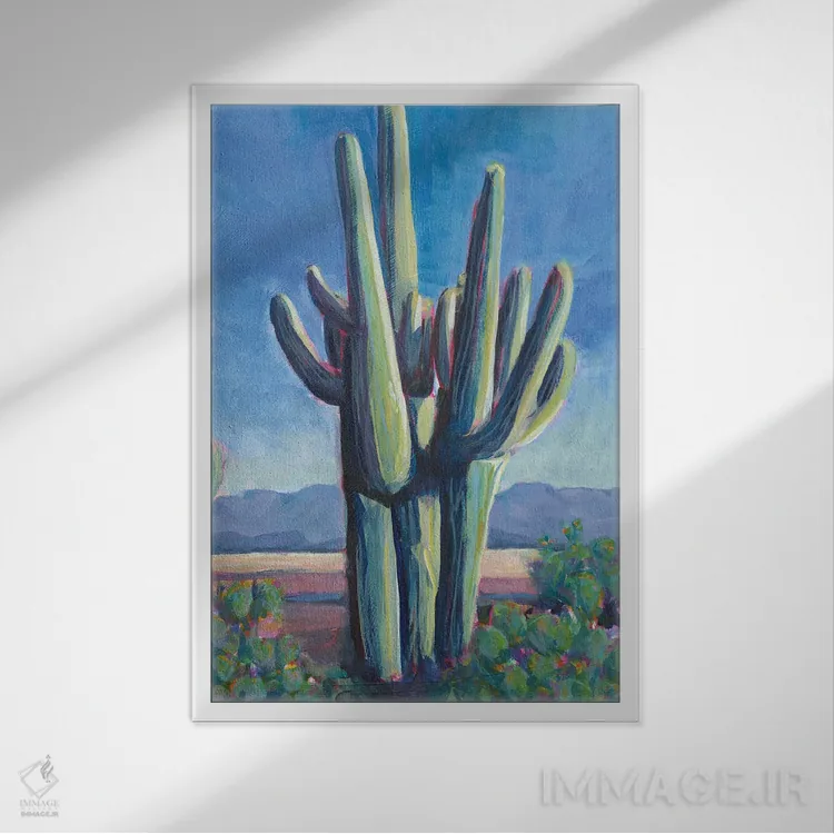 تابلو دکوراتیو سرزمین کاکتوس II اثر لیزا باترز - نمای قابدار سفید