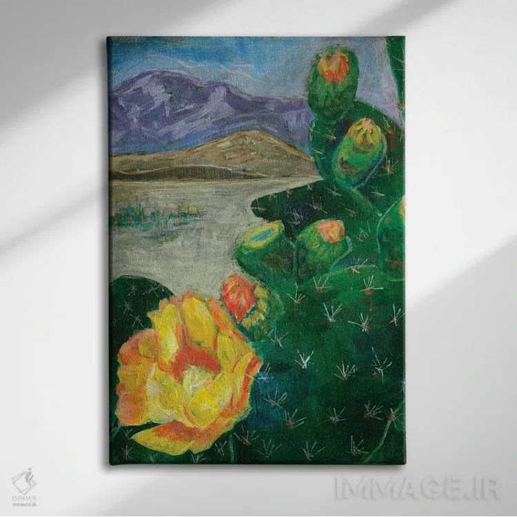 تابلو دکوراتیو گلابی خاردار اثر لیزا باترز - نمای روبهرو روی دیوار