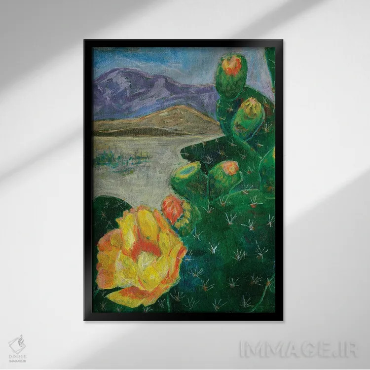 تابلو دکوراتیو گلابی خاردار اثر لیزا باترز - نمای قابدار مشکی