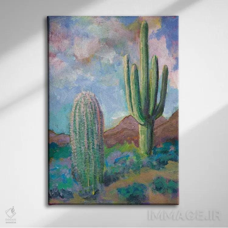 تابلو دکوراتیو روح کاکتوس اثر لیزا باترز - نمای روبهرو روی دیوار