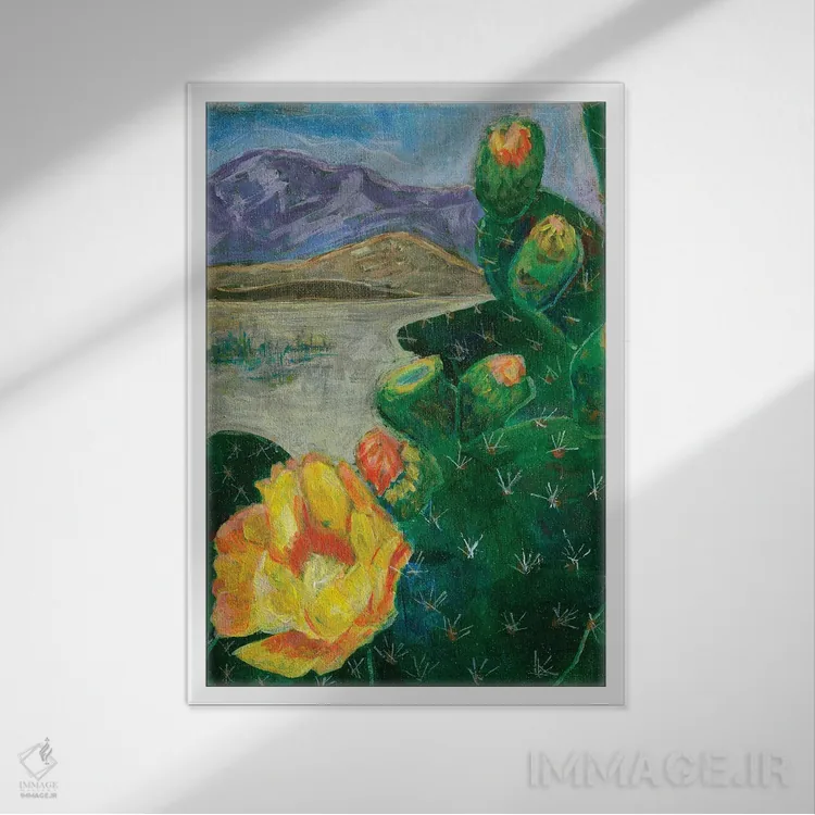 تابلو دکوراتیو گلابی خاردار اثر لیزا باترز - نمای قابدار سفید