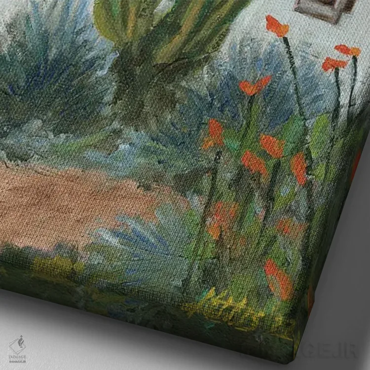 تابلو دکوراتیو واحه اثر لیزا باترز - نمای نزدیک بافت بوم