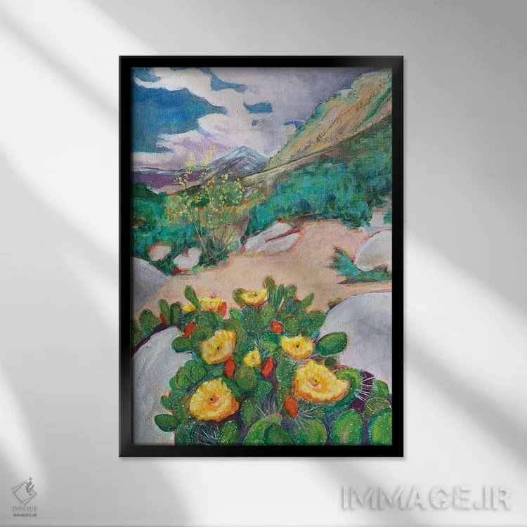 تابلو دکوراتیو رزهای بیابانی اثر لیزا باترز - نمای قابدار مشکی