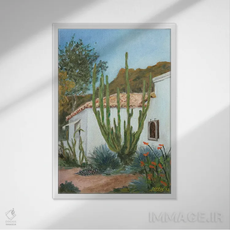 تابلو دکوراتیو واحه اثر لیزا باترز - نمای قابدار سفید