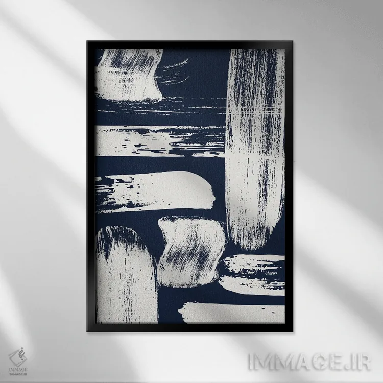 تابلو انتزاعی خطوط ملکه درام II اثر لولا بیژو و کمپانی - نمای قابدار مشکی