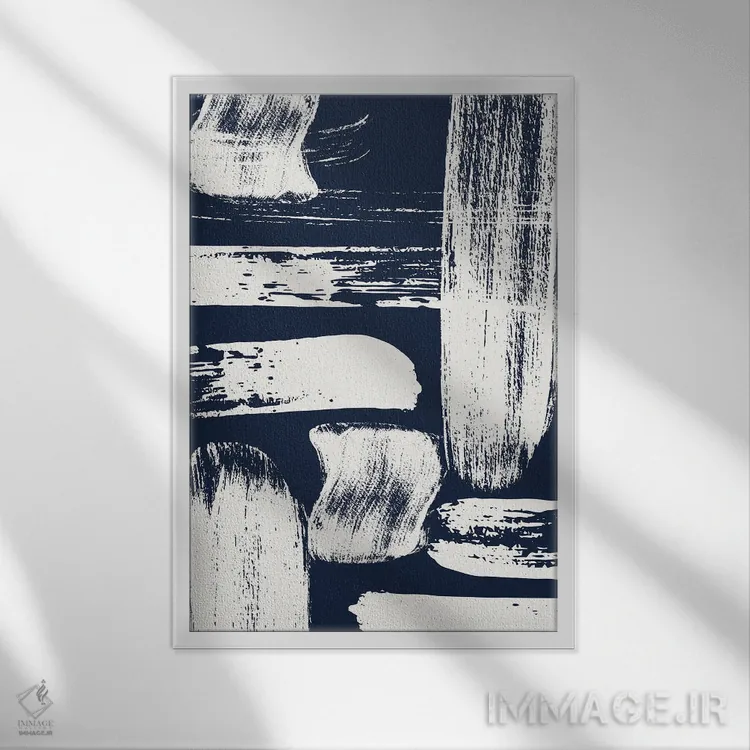 تابلو انتزاعی خطوط ملکه درام II اثر لولا بیژو و کمپانی - نمای قابدار سفید