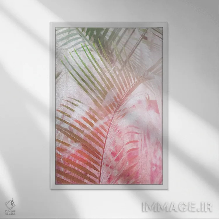 تابلو دکوراتیو برگ های گرمسیری I اثر لینان کولیگان - نمای قابدار سفید