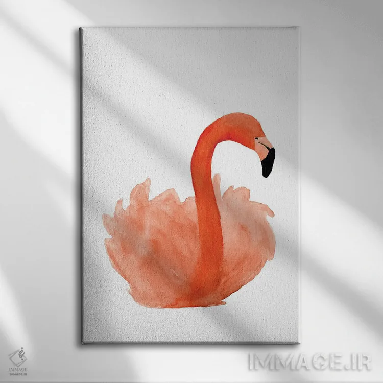 تابلو مدرن فلامینگوی در حال استراحت اثر لوسیل پرایس - نمای روبهرو روی دیوار
