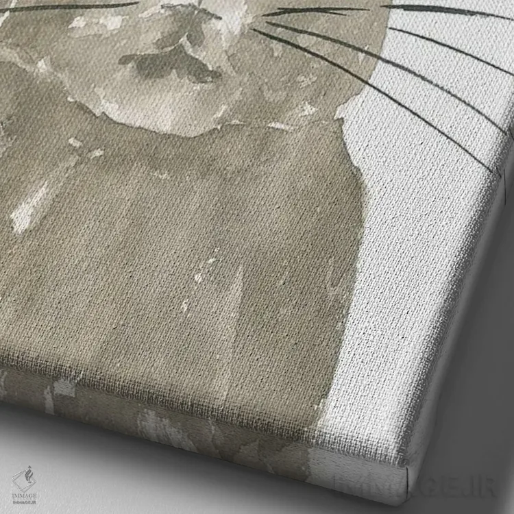 تابلو مدرن خرگوش با عینک اثر لوسیل پرایس - نمای نزدیک بافت بوم