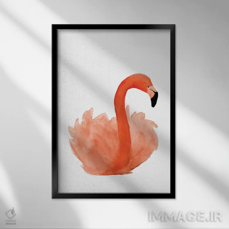 تابلو مدرن فلامینگوی در حال استراحت اثر لوسیل پرایس - نمای قابدار مشکی