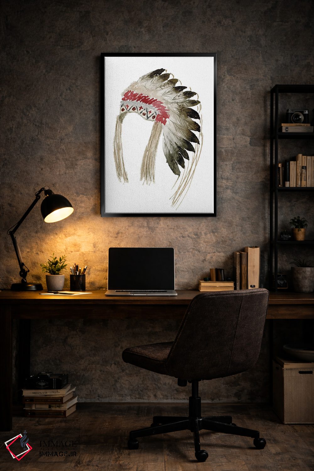 تابلو دکوراتیو کلاه پر بومیان آمریکا اثر لوسیل پرایس - D6B