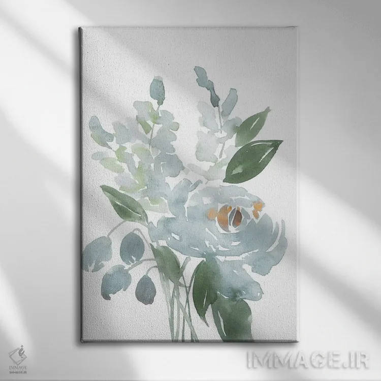 تابلو مدرن گل های آبی آرامش بخش I اثر لوسیل پرایس - نمای روبهرو روی دیوار