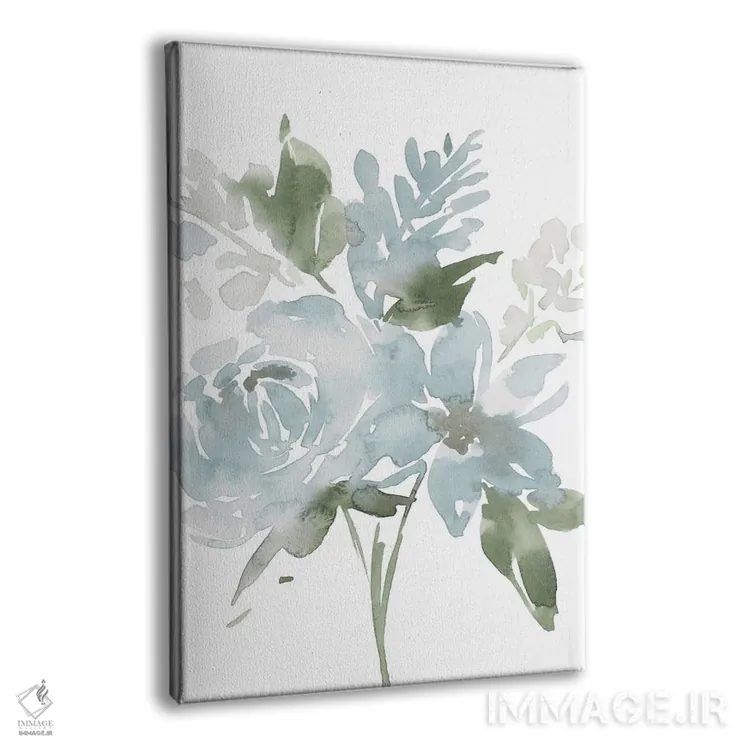 تابلو مدرن گل های آبی آرامش بخش II اثر لوسیل پرایس - نمای پرسپکتیو محصول