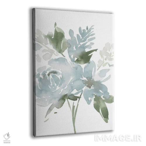 تابلو مدرن گل های آبی آرامش بخش II اثر لوسیل پرایس - نمای پرسپکتیو محصول