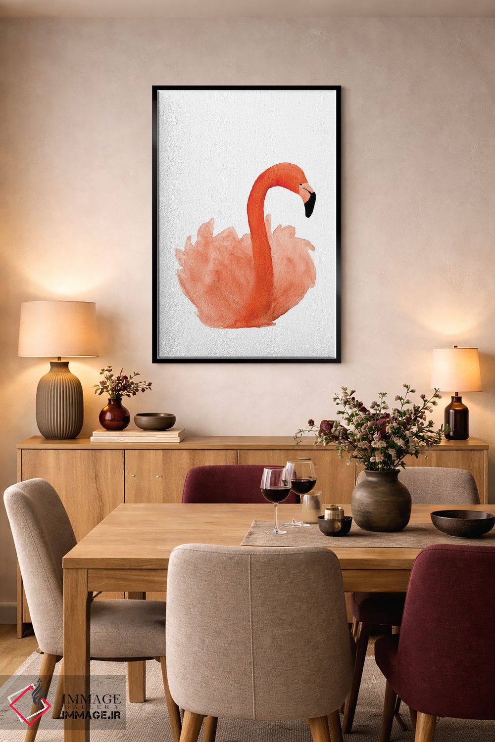 تابلو مدرن فلامینگوی در حال استراحت اثر لوسیل پرایس - D3B