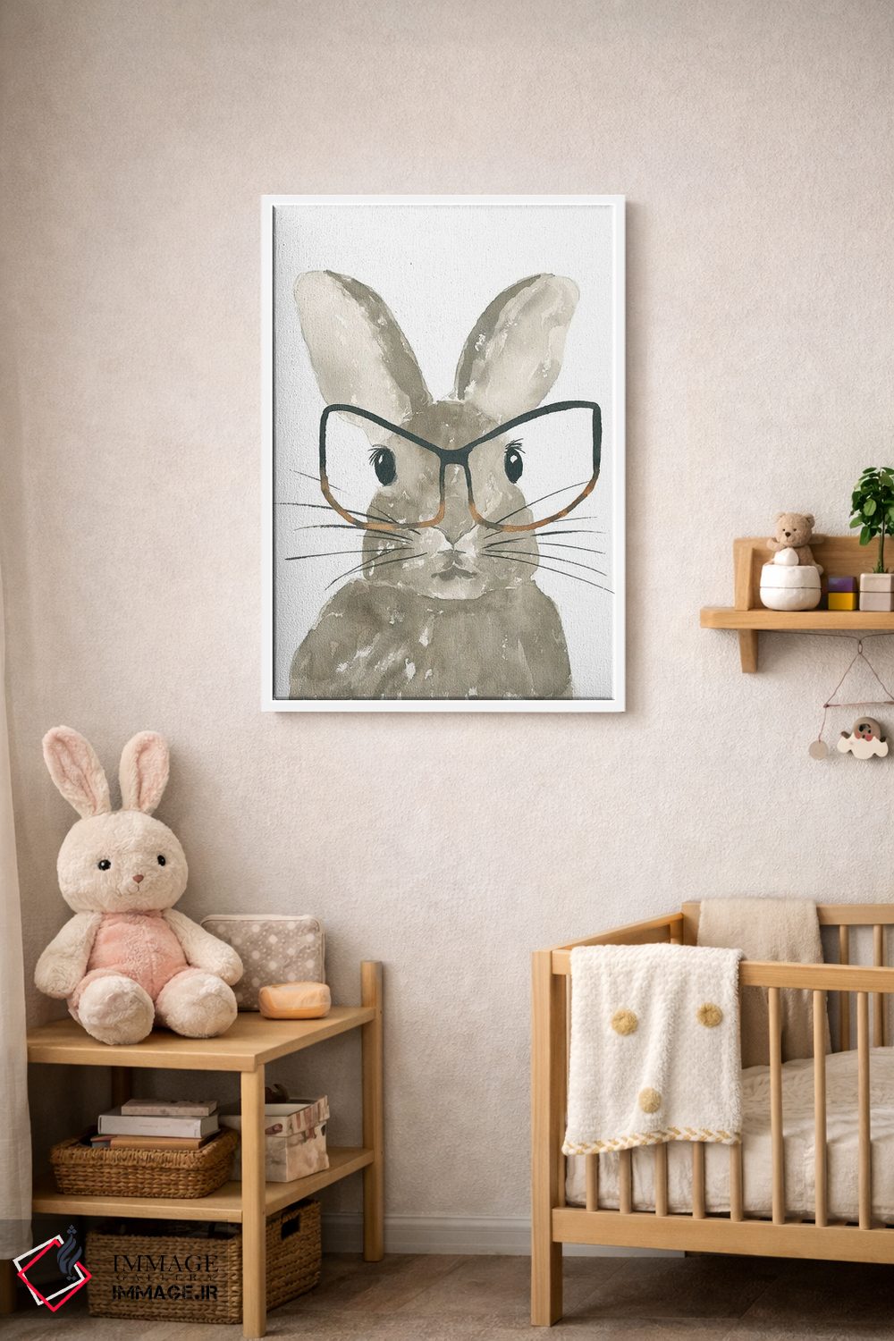 تابلو مدرن خرگوش با عینک اثر لوسیل پرایس - D3W