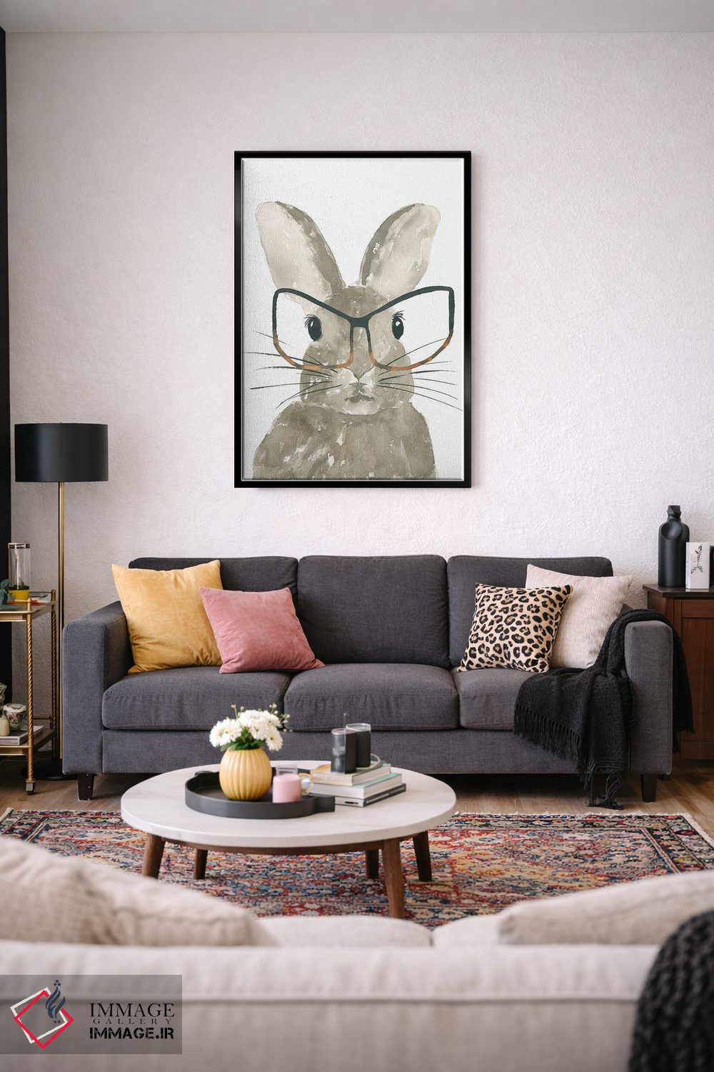 تابلو مدرن خرگوش با عینک اثر لوسیل پرایس - D4B