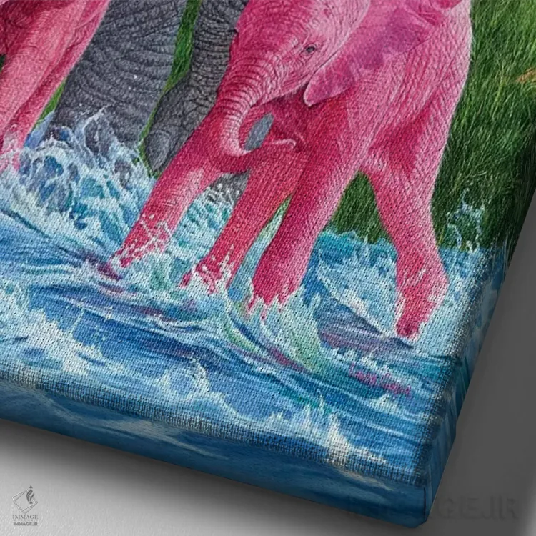 تابلو دکوراتیو دردسر دوبرابر اثر لورا کرتین - نمای نزدیک بافت بوم