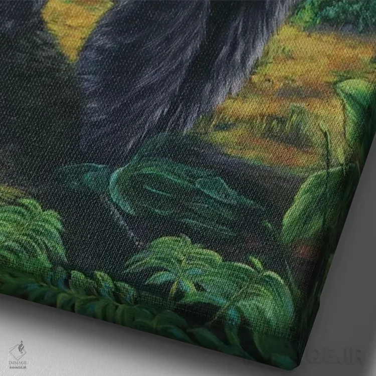 تابلو دکوراتیو سواری بر پشت گوریل اثر لورا کرتین - نمای نزدیک بافت بوم