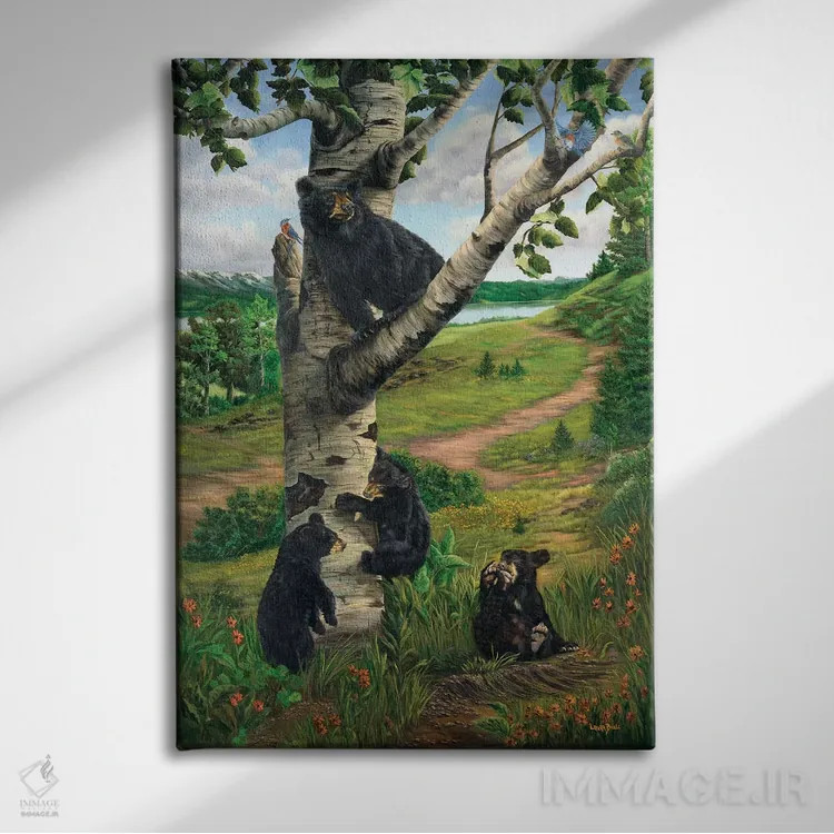 تابلو دکوراتیو بهار در سرزمین خرس ها اثر لورا کرتین - نمای روبهرو روی دیوار