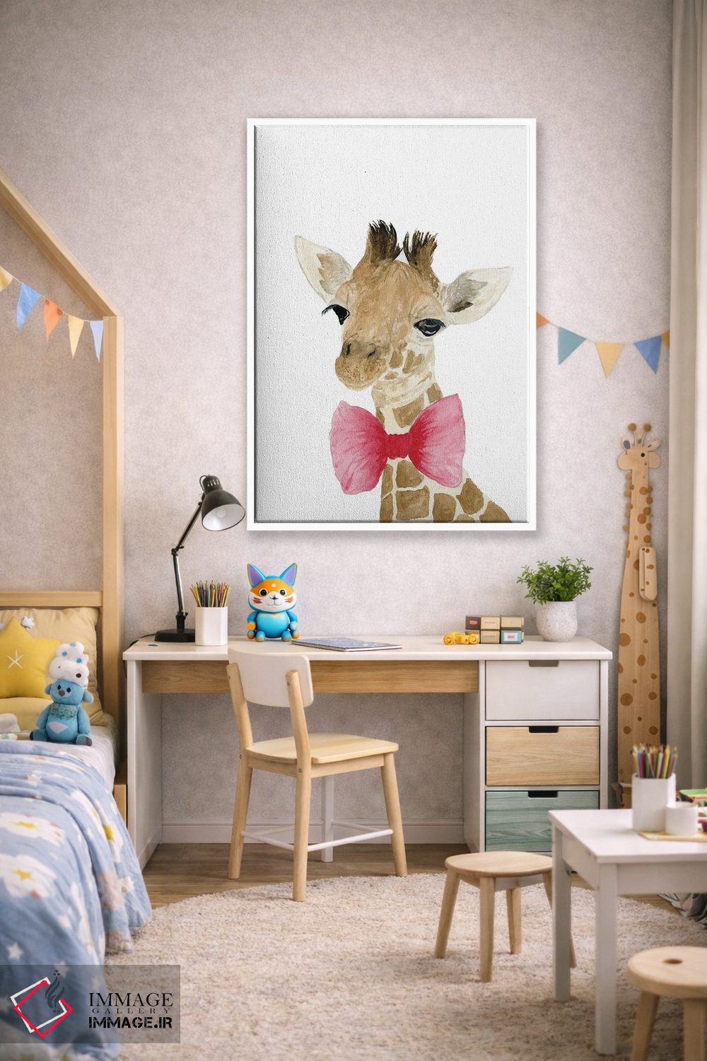 تابلو دکوراتیو زرافه با پاپیون اثر لوسیل پرایس - D1W