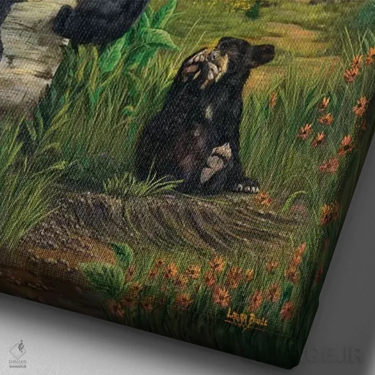 تابلو دکوراتیو بهار در سرزمین خرس ها اثر لورا کرتین - نمای نزدیک بافت بوم