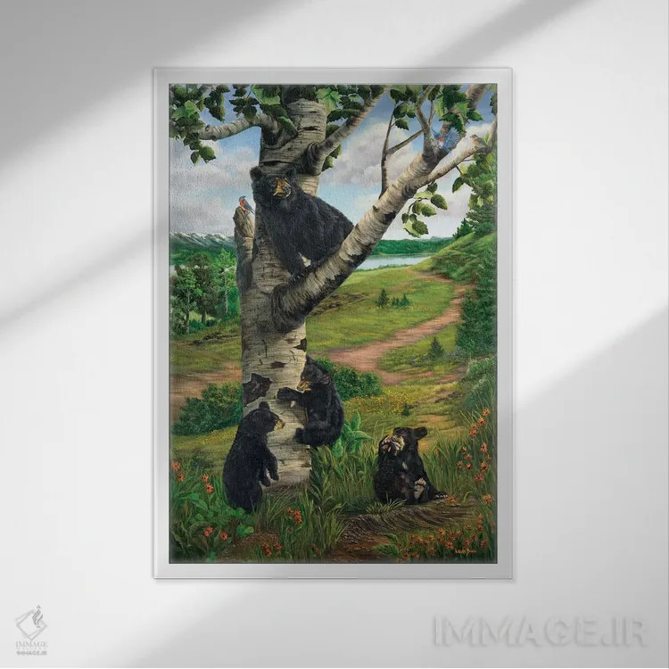 تابلو دکوراتیو بهار در سرزمین خرس ها اثر لورا کرتین - نمای قابدار سفید