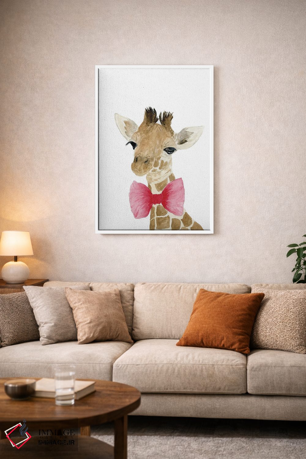 تابلو دکوراتیو زرافه با پاپیون اثر لوسیل پرایس - D3W