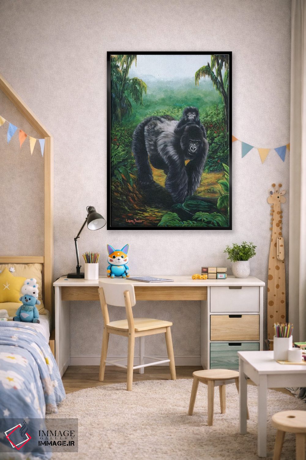 تابلو دکوراتیو سواری بر پشت گوریل اثر لورا کرتین - D2B