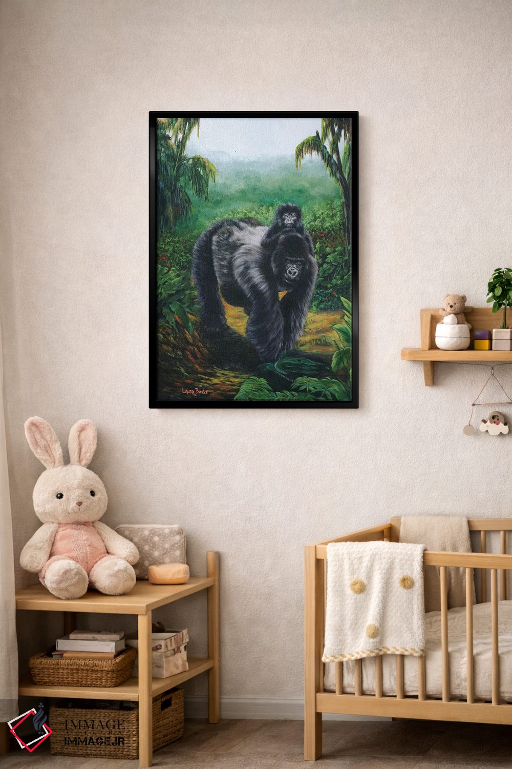 تابلو دکوراتیو سواری بر پشت گوریل اثر لورا کرتین - D4B