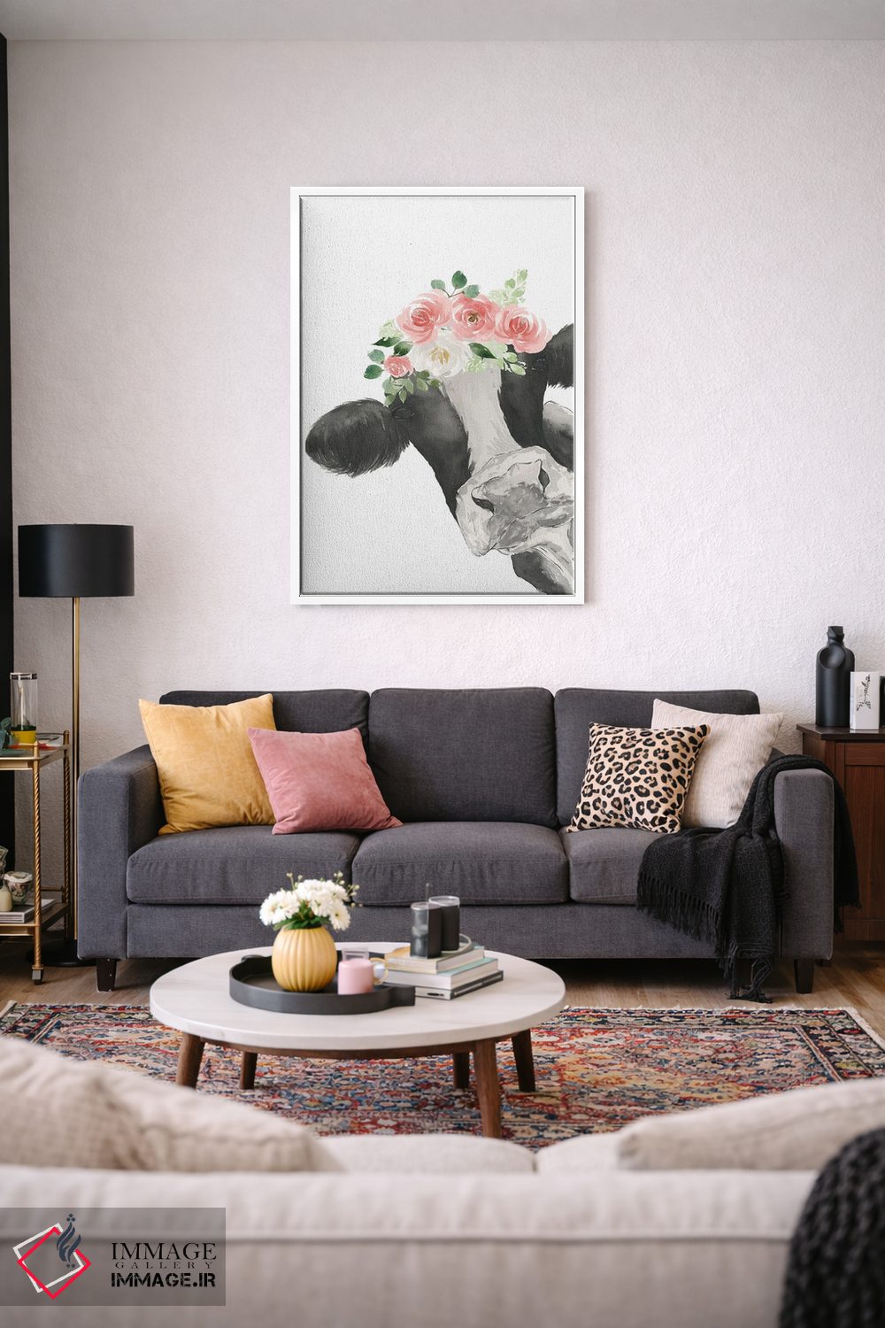 تابلو دکوراتیو سلام گاو با تاج گل اثر لوسیل پرایس - D2W