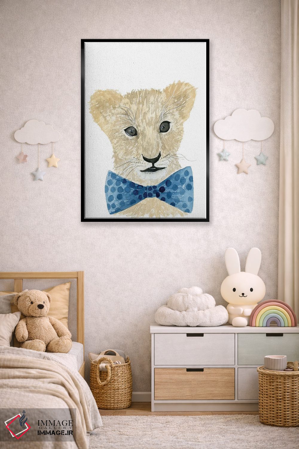 تابلو دکوراتیو شیر با پاپیون اثر لوسیل پرایس - D5B