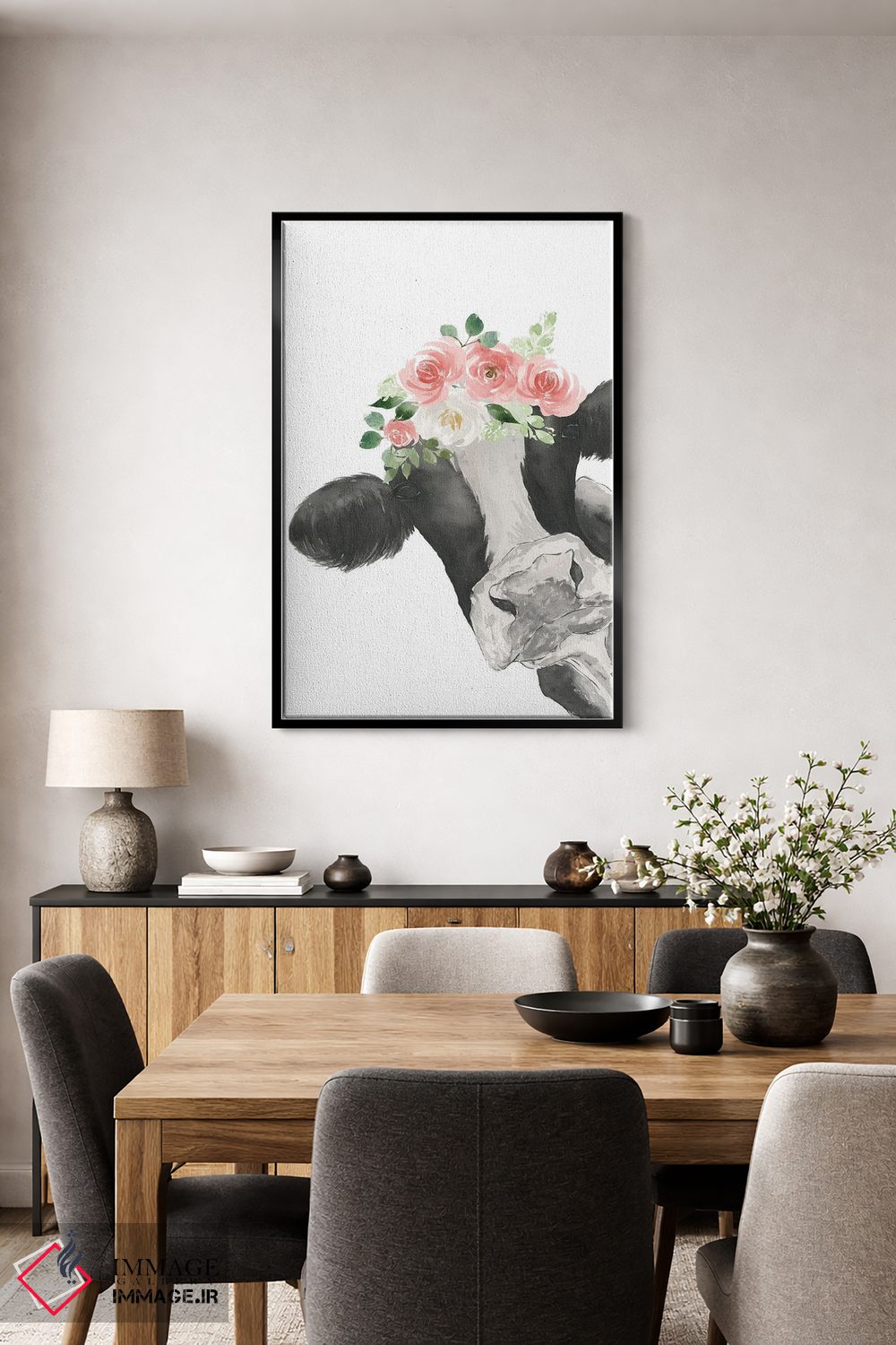 تابلو دکوراتیو سلام گاو با تاج گل اثر لوسیل پرایس - D5B