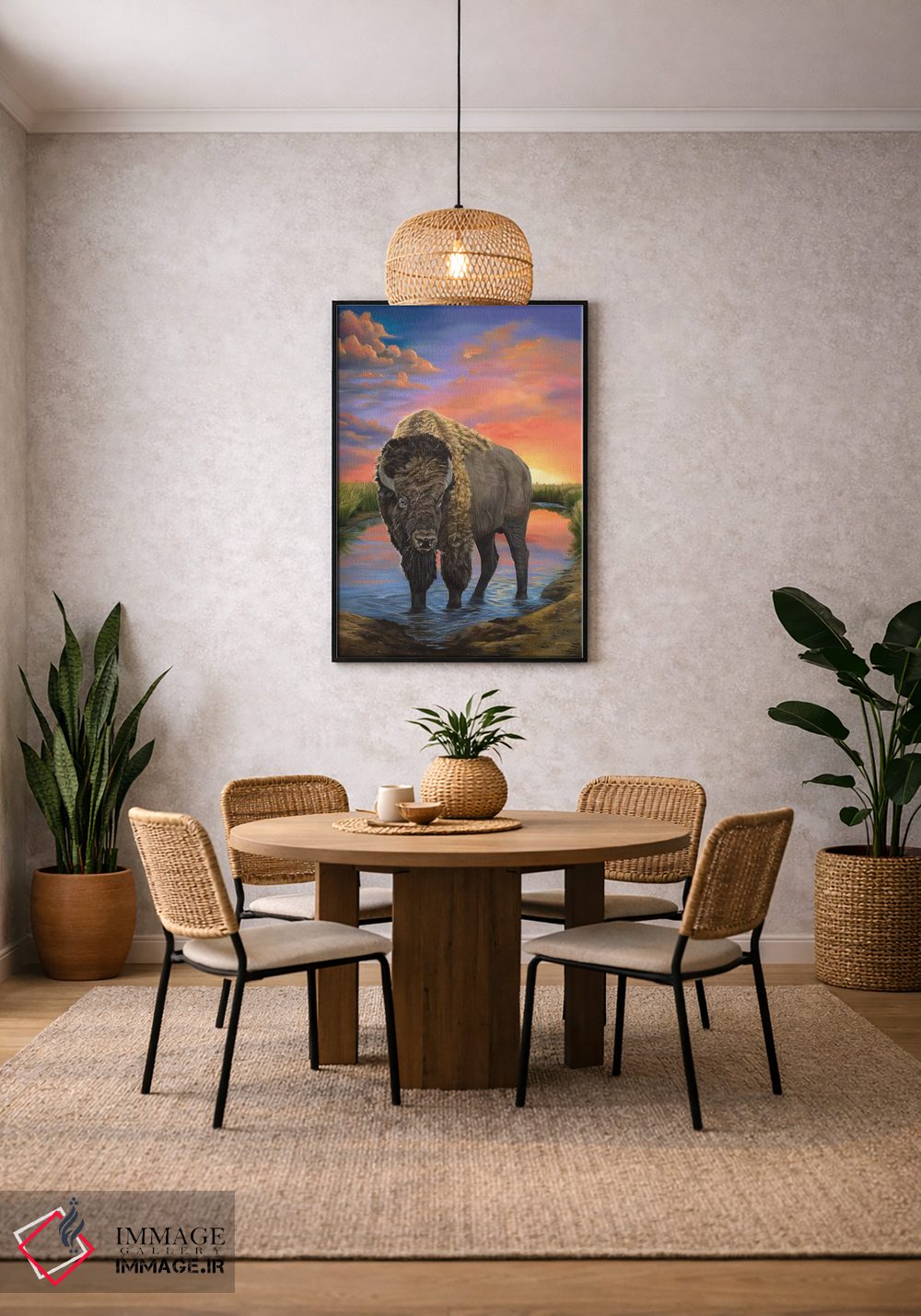 تابلو دکوراتیو گاومیش آمریکایی اثر لورا کرتین - D5B