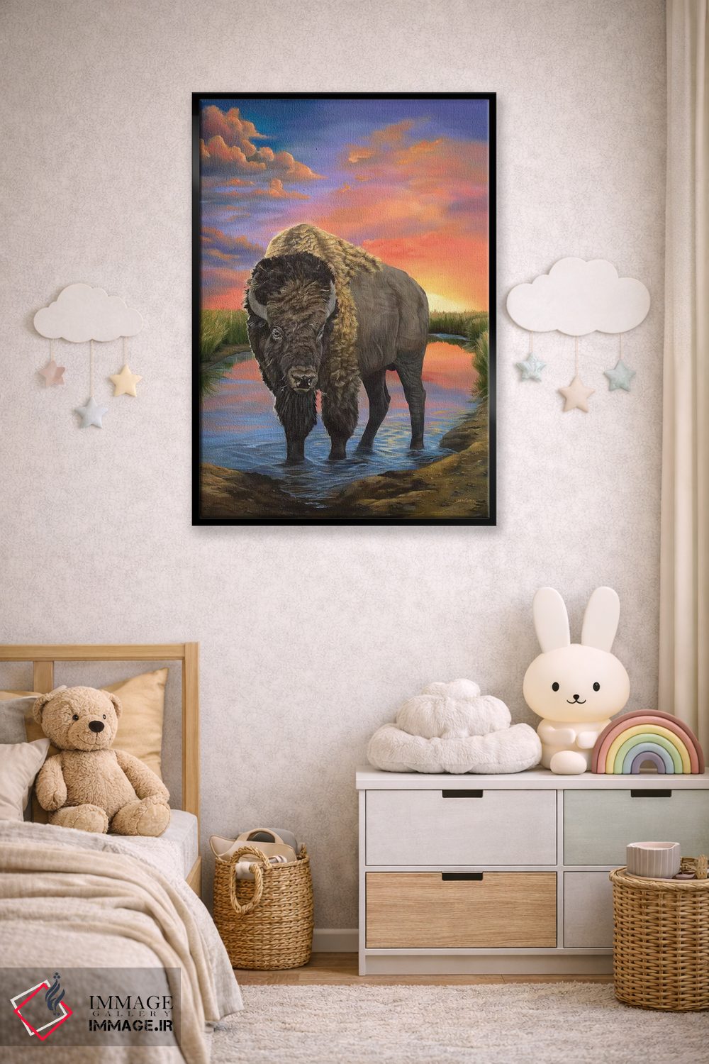 تابلو دکوراتیو گاومیش آمریکایی اثر لورا کرتین - D6B