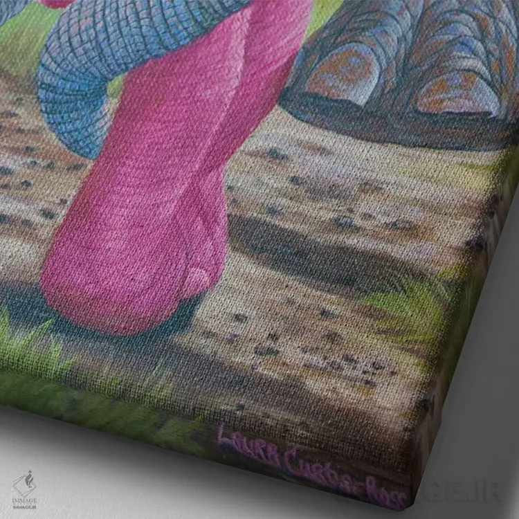 تابلو دکوراتیو عشق ما را بالا می برد اثر لورا کرتین - نمای نزدیک بافت بوم