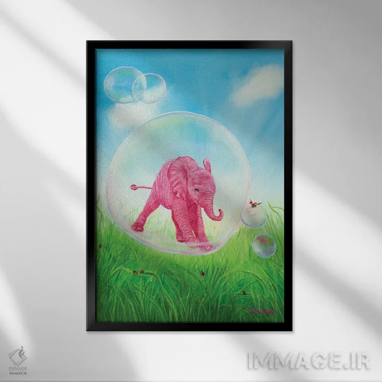 تابلو دکوراتیو شناور شدن اثر لورا کرتین - نمای قابدار مشکی