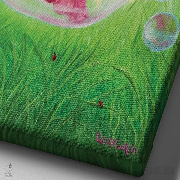 تابلو دکوراتیو شناور شدن اثر لورا کرتین - نمای نزدیک بافت بوم