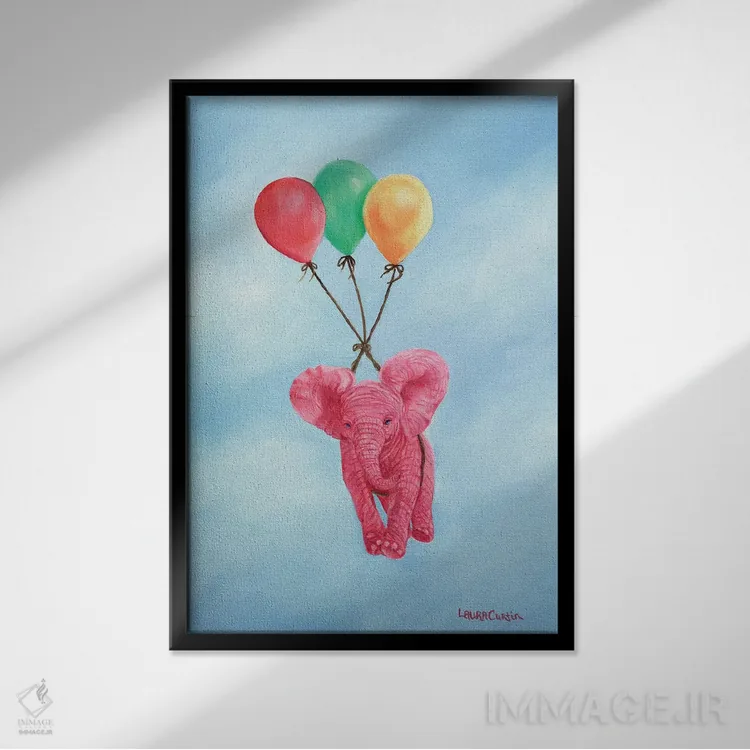 تابلو دکوراتیو بالا بالا و دور شویم اثر لورا کرتین - نمای قابدار مشکی