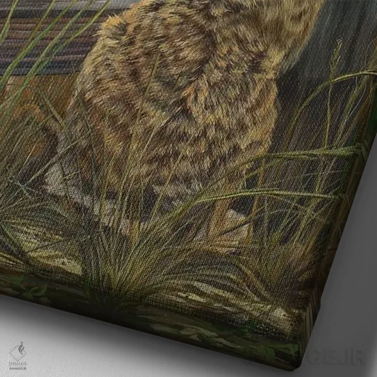 تابلو دکوراتیو آقای خرگوش و خانم خرگوش اثر لورا کرتین - نمای نزدیک بافت بوم