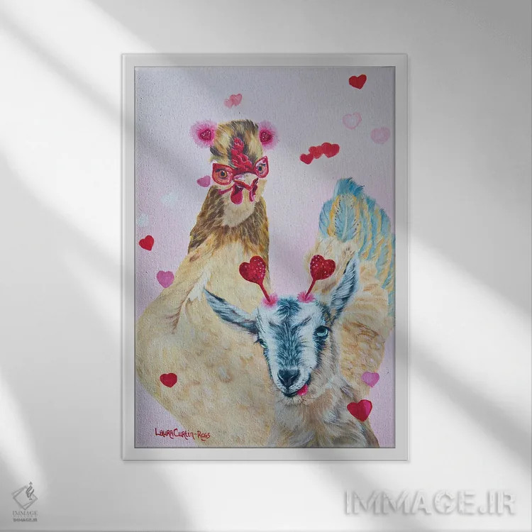 تابلو دکوراتیو با یک دوست امتحان کن اثر لورا کرتین - نمای قابدار سفید