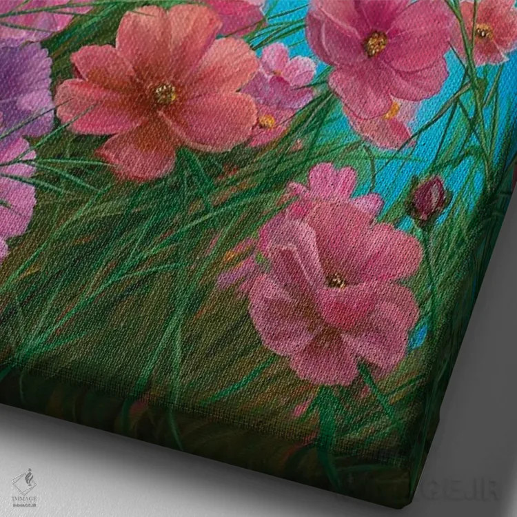 تابلو دکوراتیو سنجاقک ها و شقایق های کالیفرنیا اثر لورا کرتین - نمای نزدیک بافت بوم