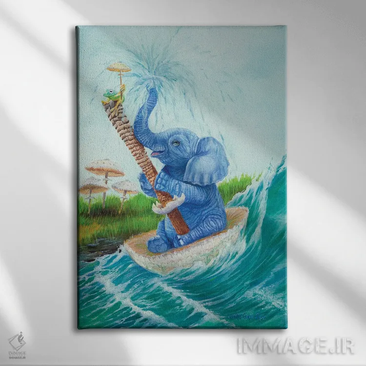 تابلو دکوراتیو برده شده با موج اثر لورا کرتین - نمای روبهرو روی دیوار