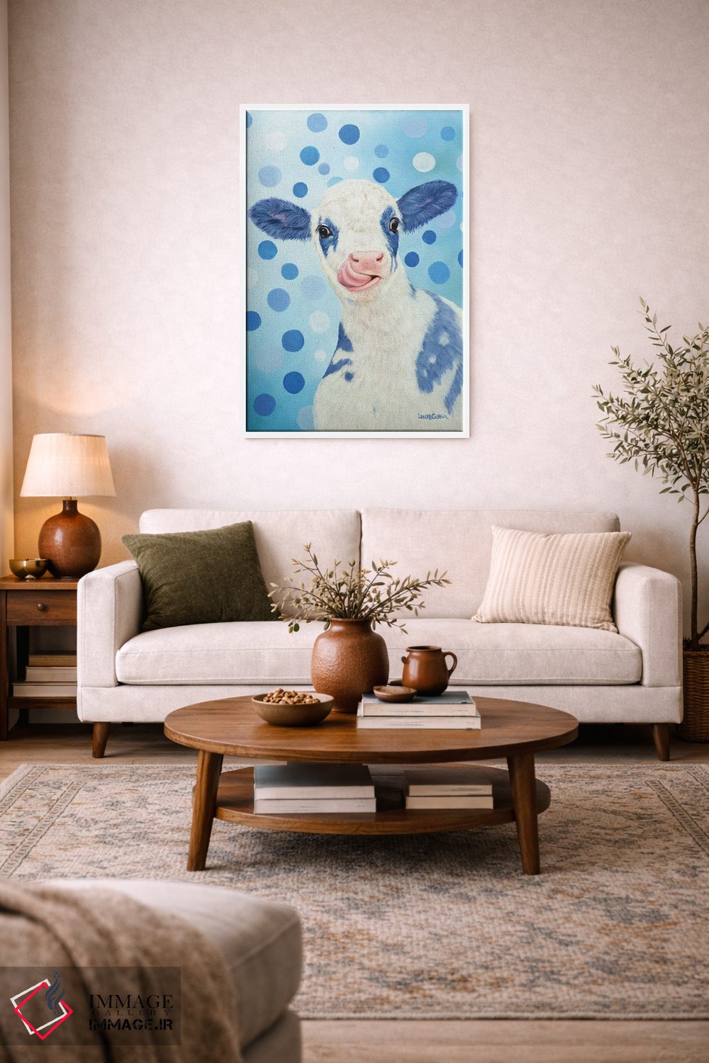 تابلو دکوراتیو آبی رنگ اثر لورا کرتین - D3W